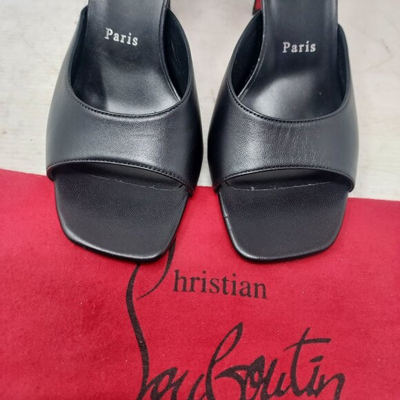 Christian Louboutin Black Condora Leather Heel Sandal - Picture 8 of 13